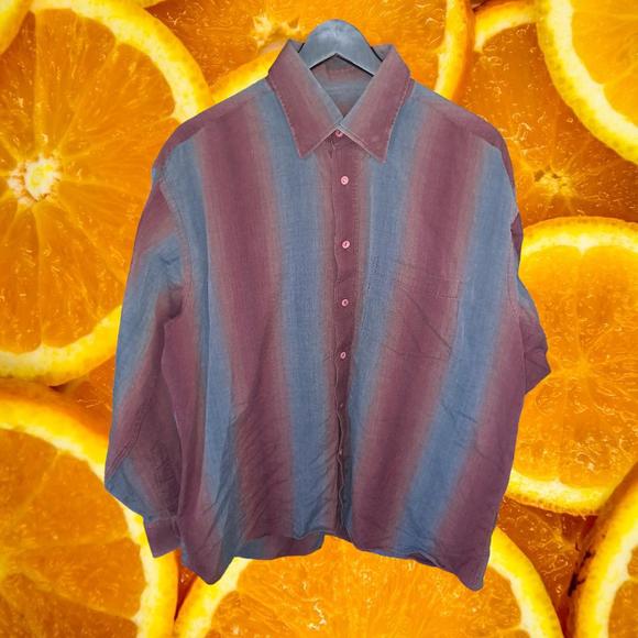 Bugatchi Blue and Red Striped‎ Button Up Long Sleeve Shirt Size XL - Picture 1 of 5